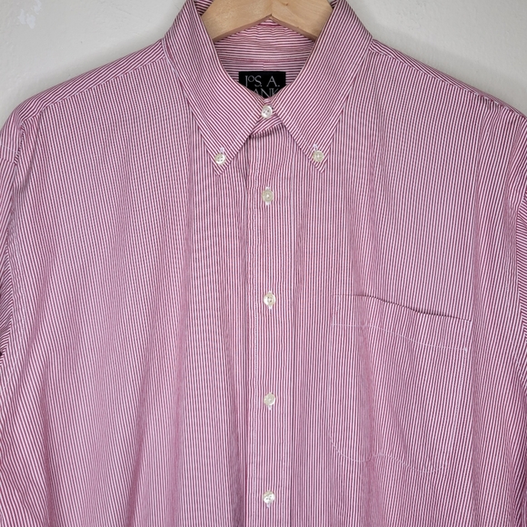 Jos. A. Bank 100% Cotton Red and White Striped Button Front, Size 16-36 - Picture 3 of 6